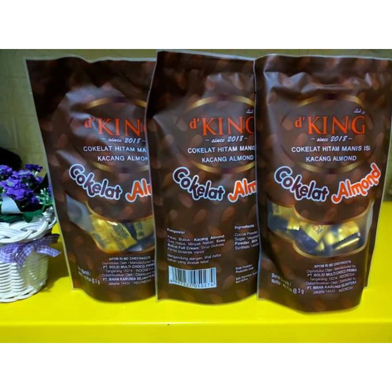 

D KING COKELAT ALMOND POUCH ISI 40 (kemasan ekonomis)