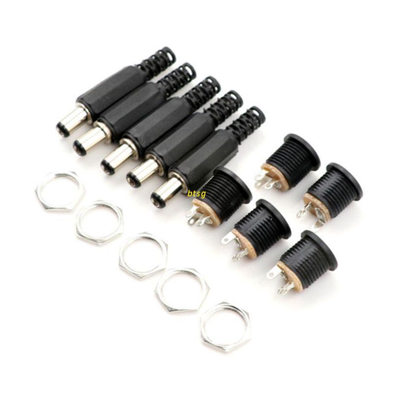 btsg 10 pcs 12V 3A Plastic Male Plugs + Female Socket Panel Mount Jack DC Power Connector Electrical Supplies