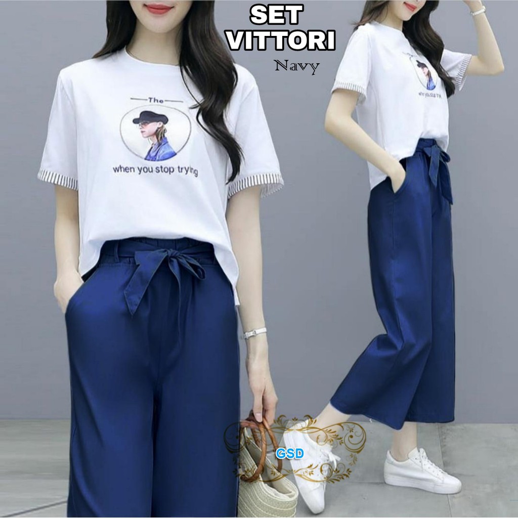 Set Vittori/Setelan Wanita / Fashion Wanita Modis/ Baju Atasan Dan Bawahan Wanita/Baju Wanita Gambar