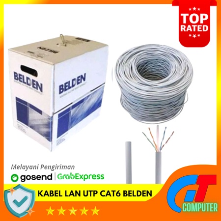 KABEL LAN UTP cat 6 / cat6 BELDEN made in USA 1 roll Original - Abu-abu Muda