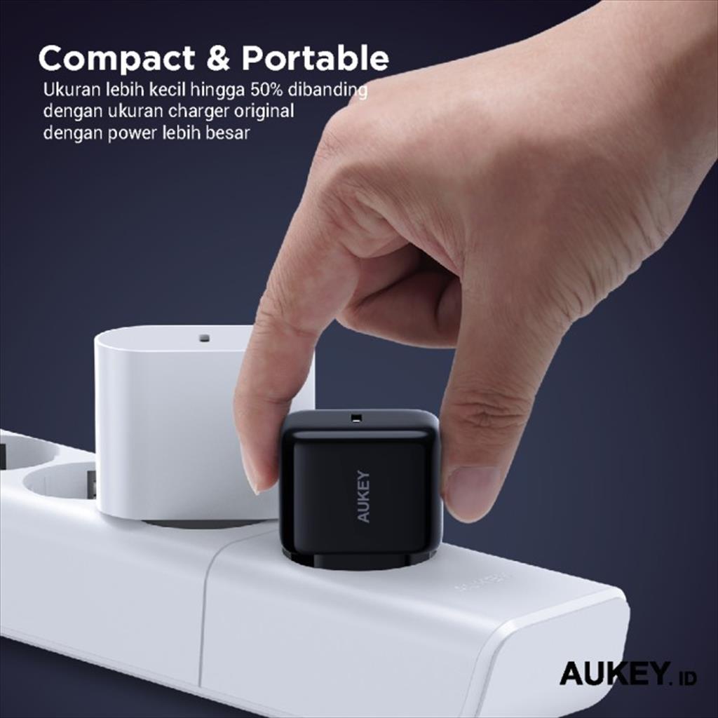 Aukey PA B1S Charger Omnia Mini Series USB C-PD 20W Ori Garansi Resmi