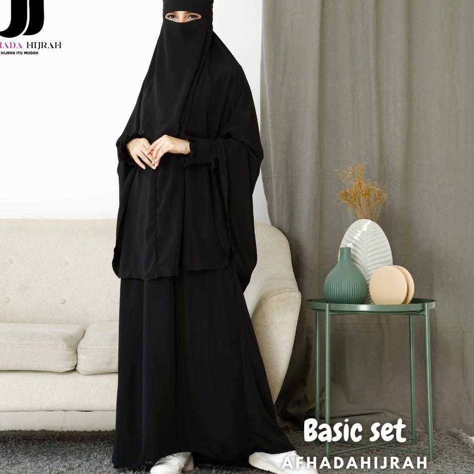 Termurah Gamis sunnah gamis set cadar basic set syari hitam