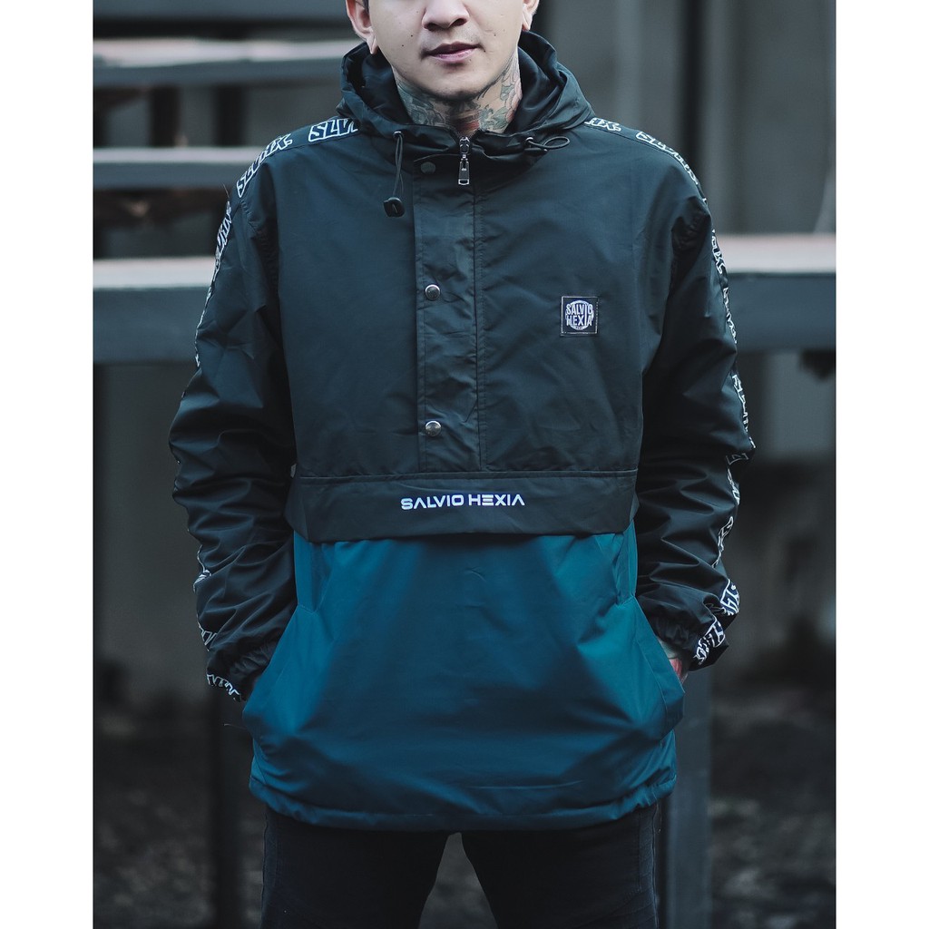 JAKET PRIA-JAKET CAGOULE PRIA MURAH-JAKET SALVIO HEXIA-JAKET ORIGINAL-JAKET DISTRO-JAKET PARASIT-HITAM PETROL SLVX