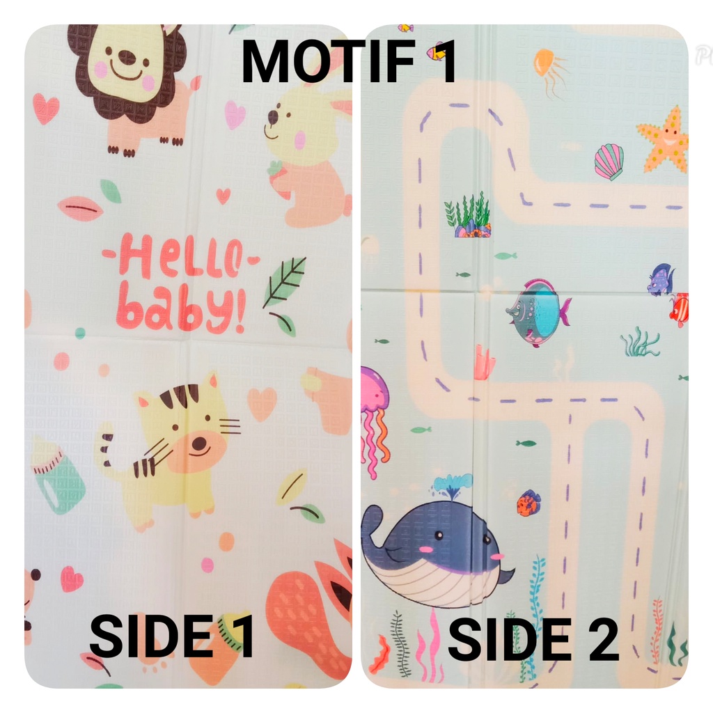 Matras Bayi Playmat Bayi Karpet Lipat Anak Bayi Tikar Lipat XPE MAT Double Side Tikar Lipat-MOTIF 1