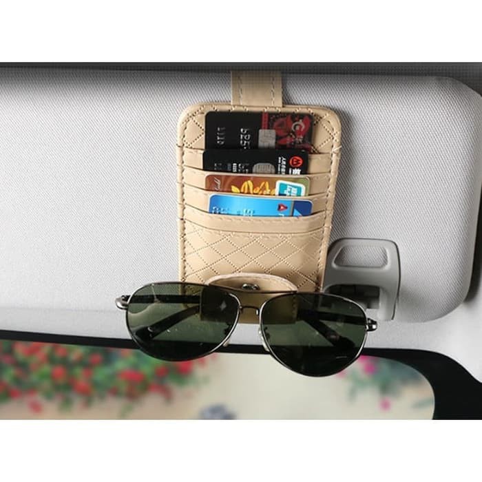 Car Card Organizer Mobil Tempat Kartu dan Kacamata Bahan Kulit - CO001