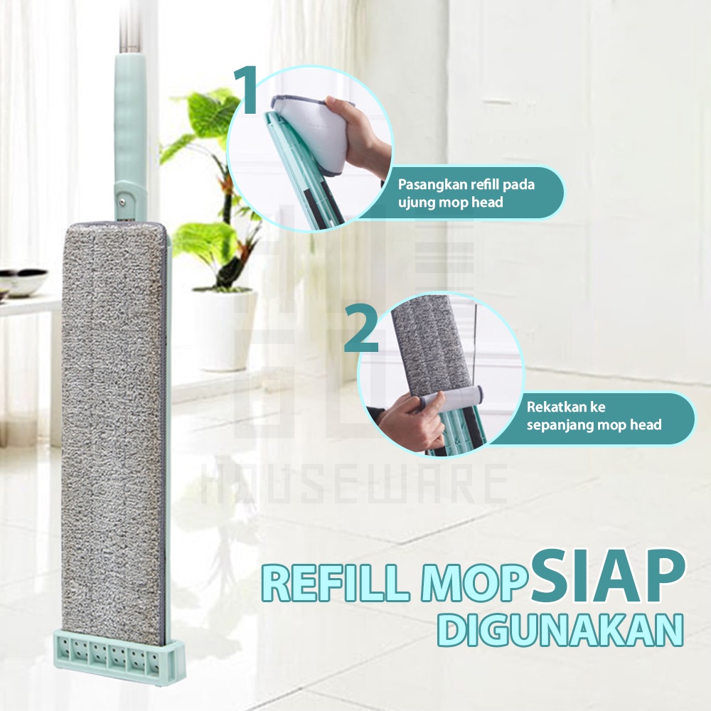 HUGO Refill Kain Alat Pel Lantai Ultra Mop Acline - Pel Lantai Tarik Biru Handsfree