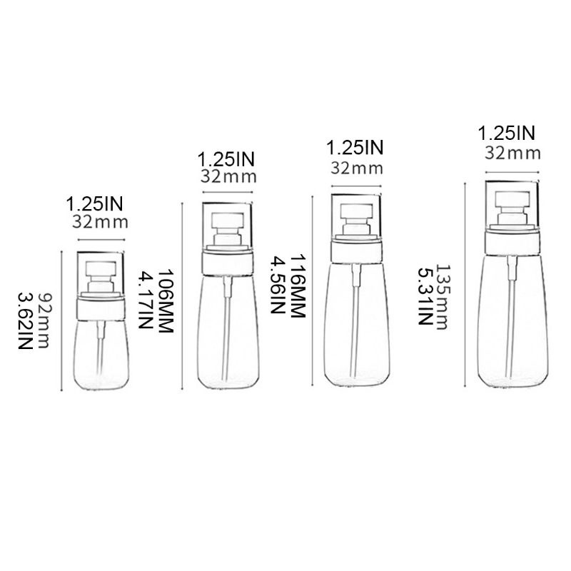 Gro 5Pcs Botol Kosong Transparan Ukuran 30 / 60 / 80ml / 100ml Untuk Lotion / Kosmetik