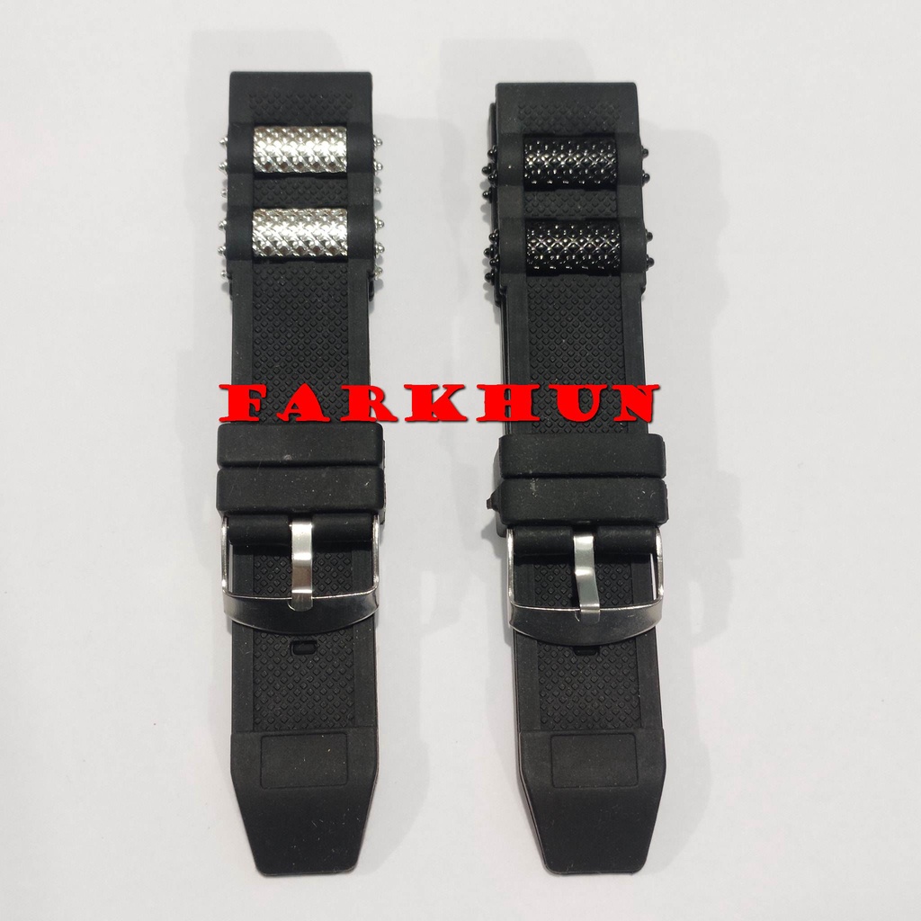 BEST SELLER STRAP RUBBER FASHION 24 MM BLACK BAND TALI JAM TANGAN KARET 24MM HITAM KALEP WATCH UNIVERSAL