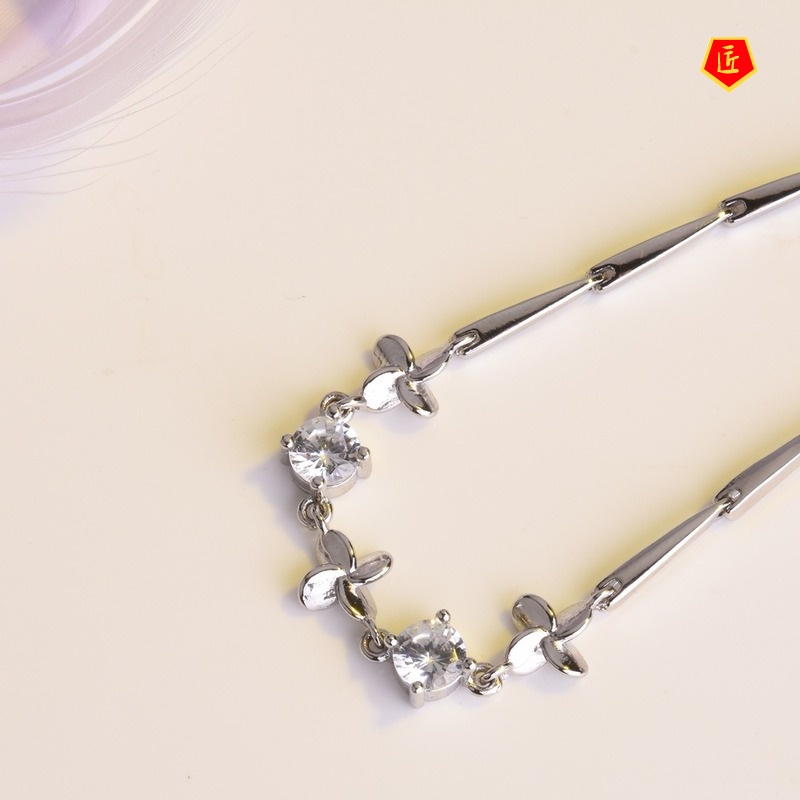 [Ready Stock]Women's Fashion Four-Leaf Clover Silver Bracelet