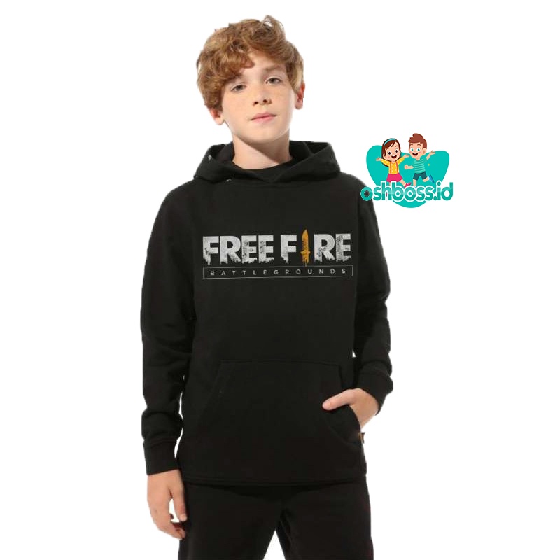 Jaket / Hoodie / Sweater Anak Free Fire Bahan Fleece Cotton Tebal Kualitas Premium 7-8 TAHUN-POLOS