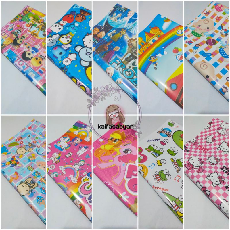 

KERTAS KADO GLOSSY MOTIF ANAK ANAK PEREMPUAN UNICORN LOL FROZEN BABY KEROPI LABUBU CINNAMOROL KUROMI DORAEMON BT21 HELLOKITY