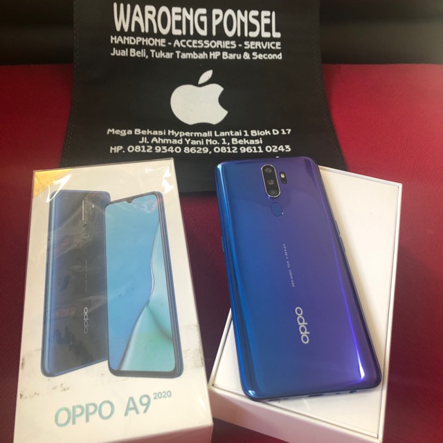 Oppo A9 2020 ram 8/128gb second fullset dan perfeck like new pemakaian baru 2 bln