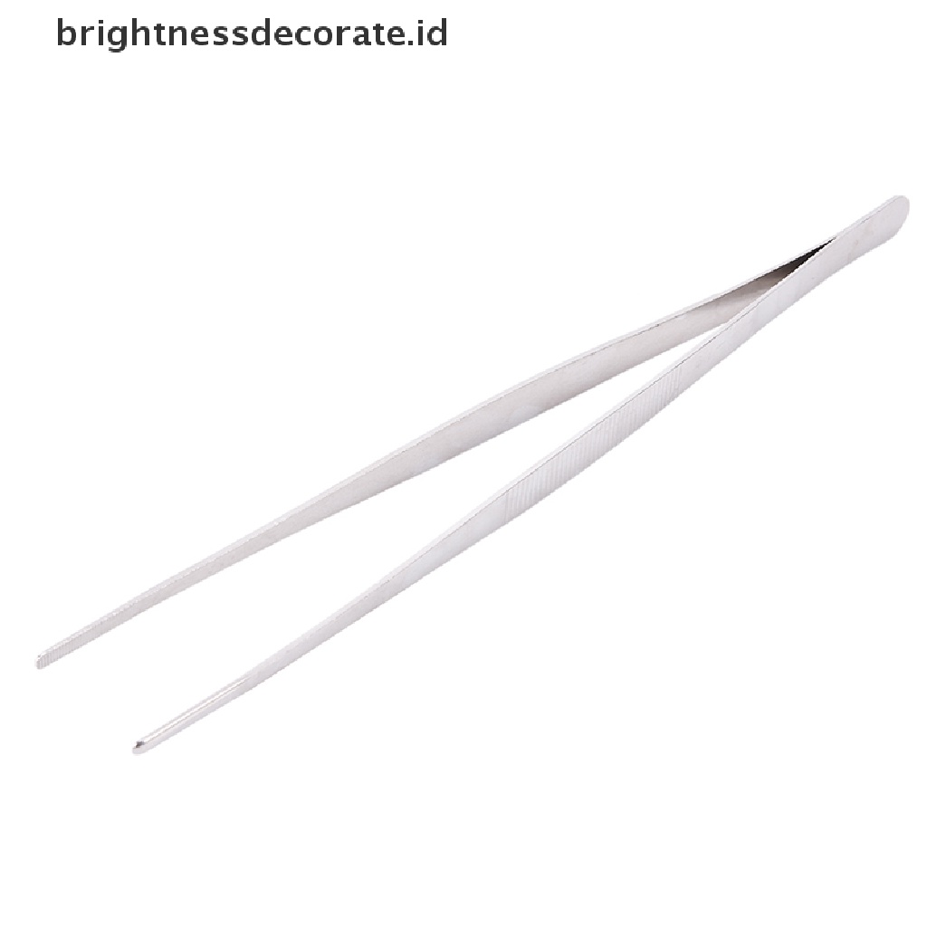 [birth] Silver Stainless Steel Long Food Tongs Straight Tweezers Kitchen Tool [ID]