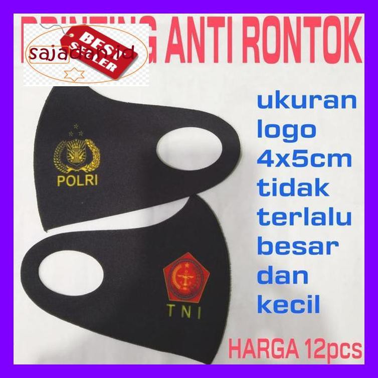 Otomotif-Aksesoris Pengendara Motor-Rts2 Isi 12Pcs Masker Polri Dan Tni Printing Scuba - Sablon 300S