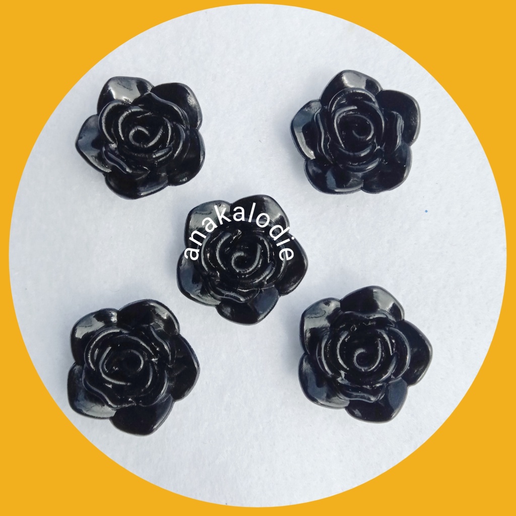 SOUVENIR PIN BROS / PIN BROSS MAWAR 2 CM / PIN BROS HIJAB MINI KEMASAN PLASTIK-Pin hitam