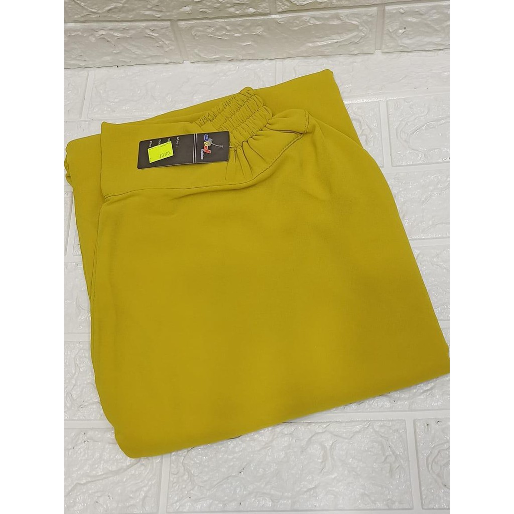Celana Kulot Payung Ceruty (full furing ) Kulot Wanita Kulot Jumbo Kulot Panjang Hazell Collection-Kuning lemon
