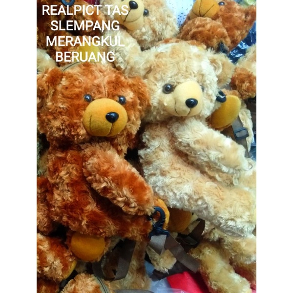 BEAR beruang Tas SLempang Merangkul bulu Motif boneka lucu/Pikachu/Tedy bear/ransel pikaboy