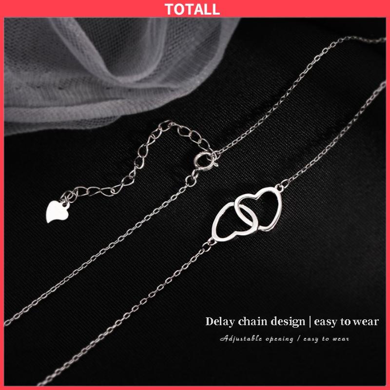 COD kalung Wanita Cinta Ganda Zirkon Perhiasan Hadiah Pesta Fashion Wanita Sederhana-Totall