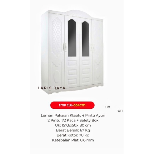 LEMARI BAJU BESI 4 PINTU IMPORTA LEMARI PAKAIAN IMPORTA