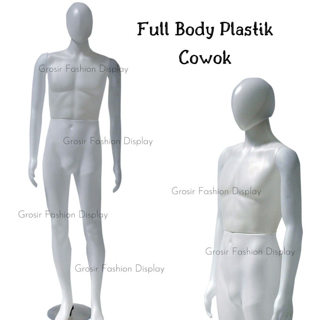 Patung Manekin Full Body Plastik Cowok Warna Putih Plat Tusuk Betis Patung Laki Laki Murah-SET F