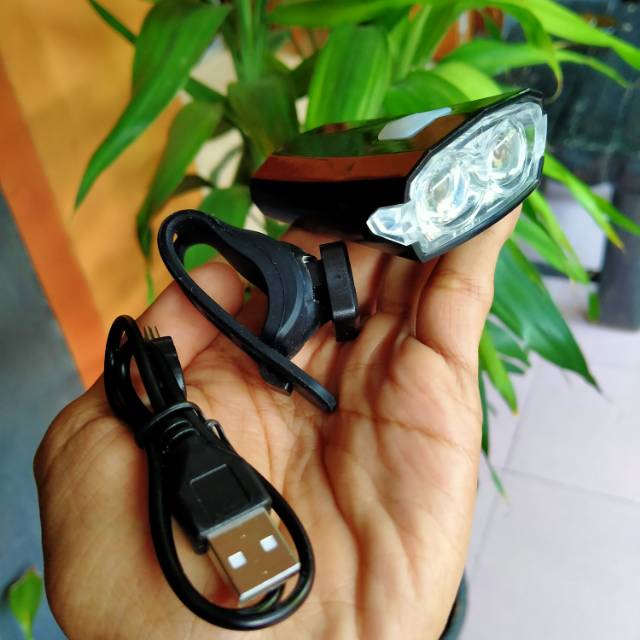  Lampu  depan  sepeda  rechargeable 3 mode Shopee Indonesia