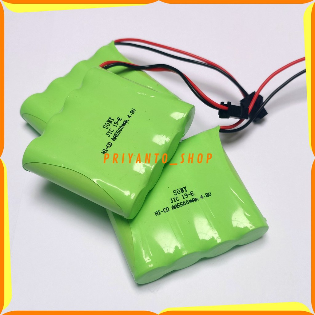 Baterai Bateray NiCd RC AA 5500mAh 4.8V Socket Hitam isi 4 Original