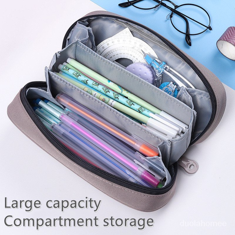 

Three-layered large-capacity pencil case portable cloth canvas school student stationery box multifu