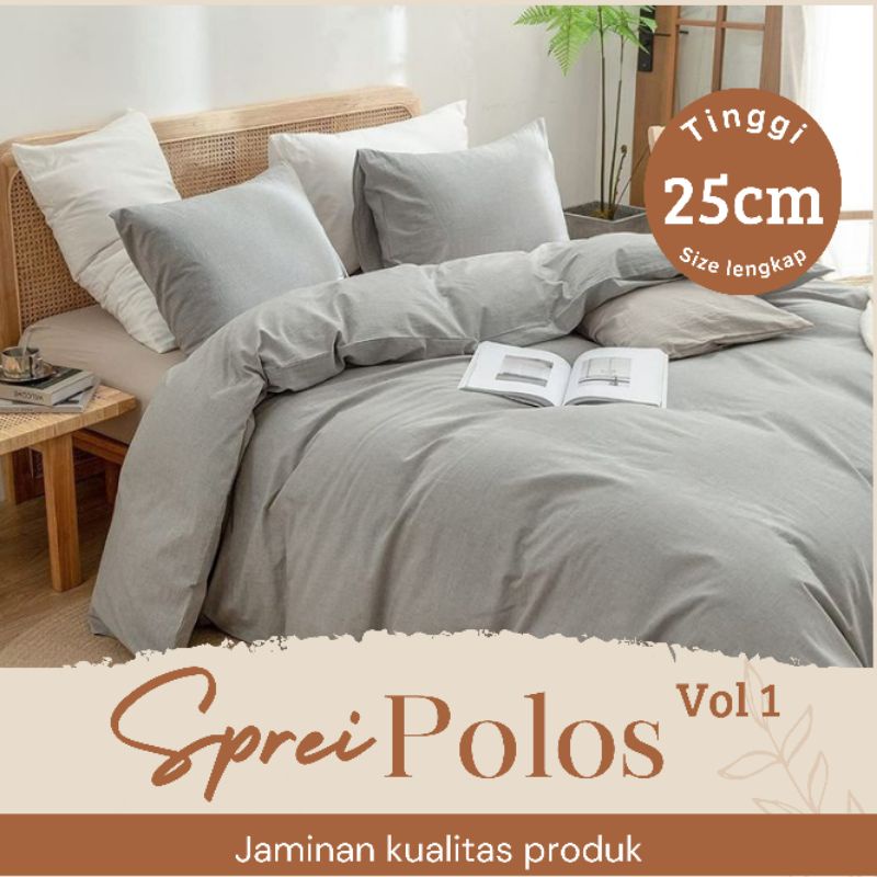 Sprei Seprai Polos Tinggi 25cm 25 Size Lengkap 100x200x25 90x200x25 120x200x25 140x200x25 160x200x25 180x200x25 Bedsheet Korean Minimalis Estetik Aesthetic bukan embos tinggi 25cm