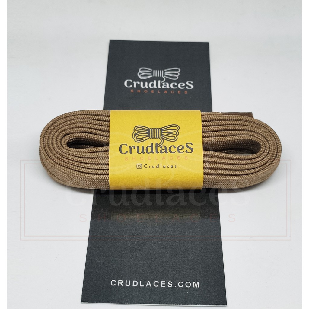 Tali Sepatu Flat/Gepeng Polyester Warna Coklat Muda 2 LAPIS-Shoelace Flat - Aglets Metal - Crudlaces