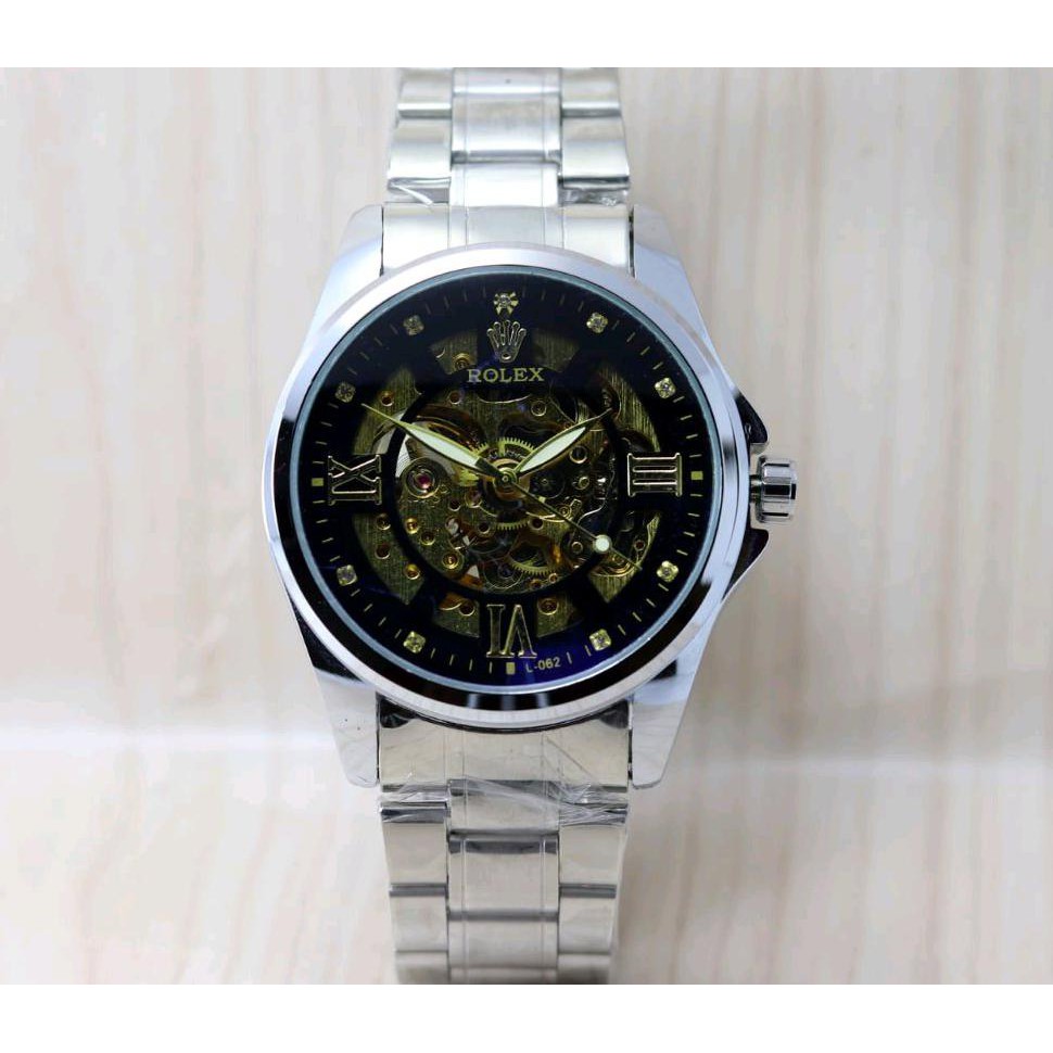 HOT Jam tangan Rolex transparan Automatic silver
