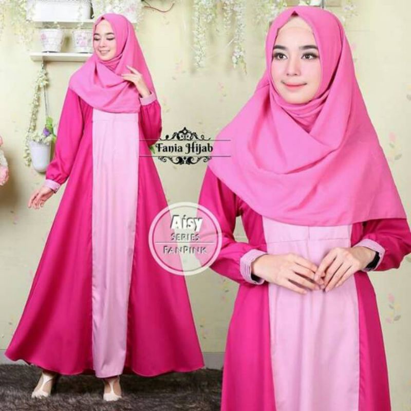 Gamis Toyobo Aisy series by Fania Hijab Funpink/ gamis toyobo adem/gamis fania hijab/ gamis pink fus