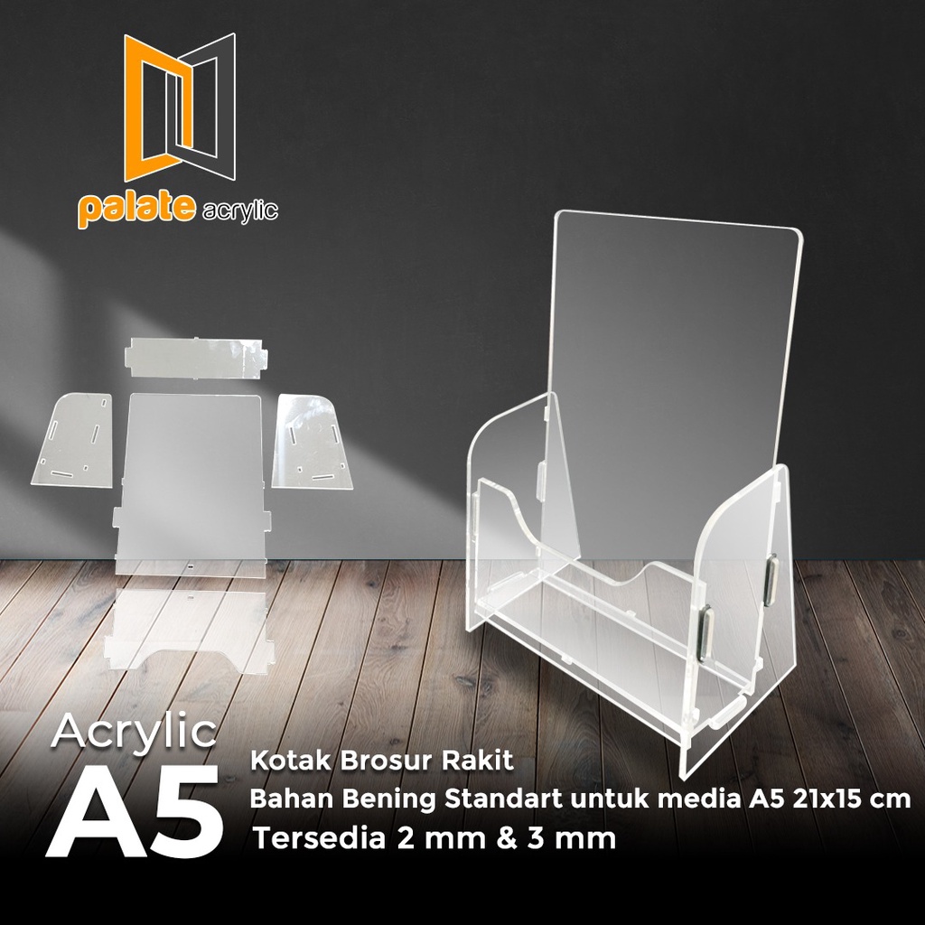 AKRILIK TEMPAT BROSUR / RAK / BOX A5 - MODEL RAKIT