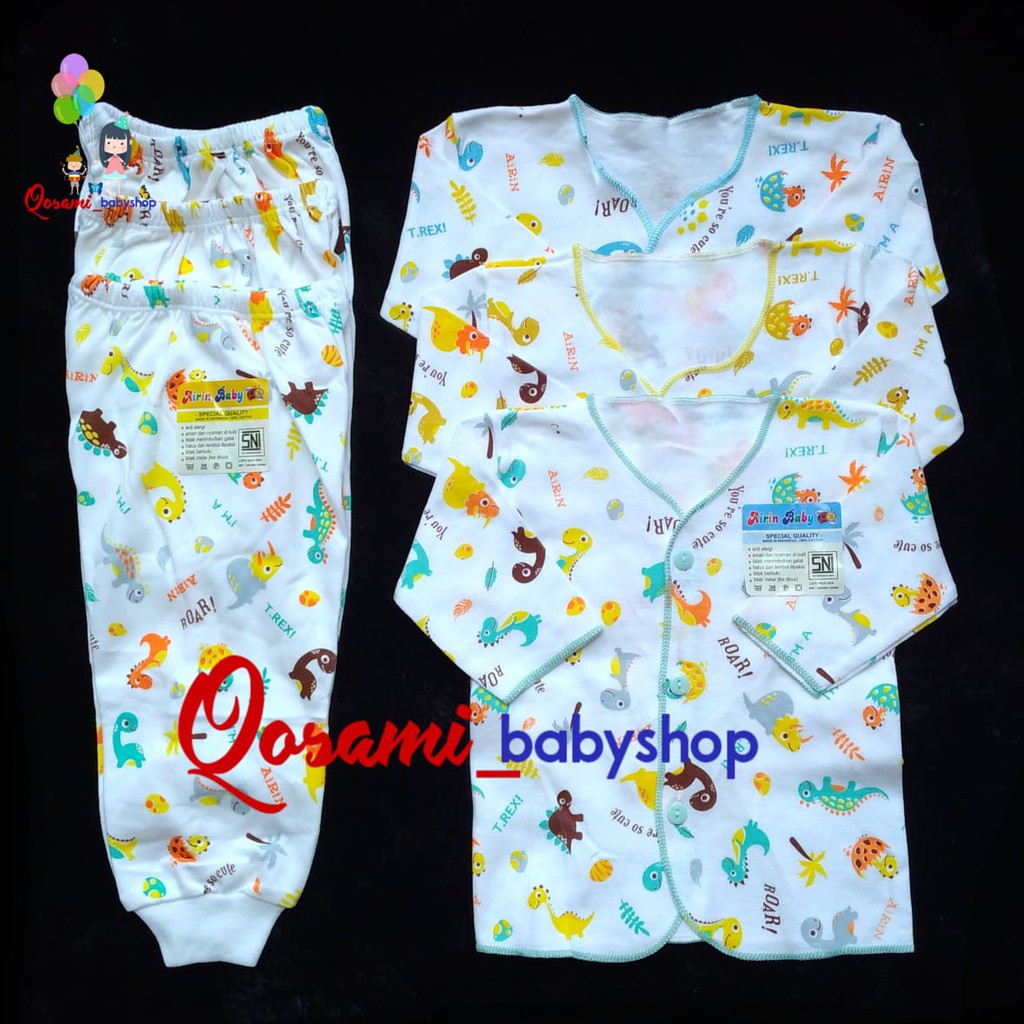 SETELAN AIRIN 3 pcs Setelan Panjang Bayi Newborn Motif Print SNI