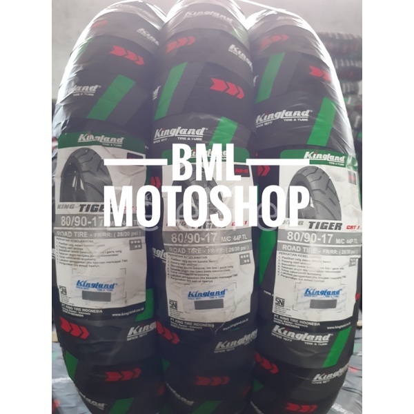 Ban Motor Tubeless Kingland 80/90-17 Tiger CRT Free Pentil Ban Motor Ring 17 Ban Luar Motor