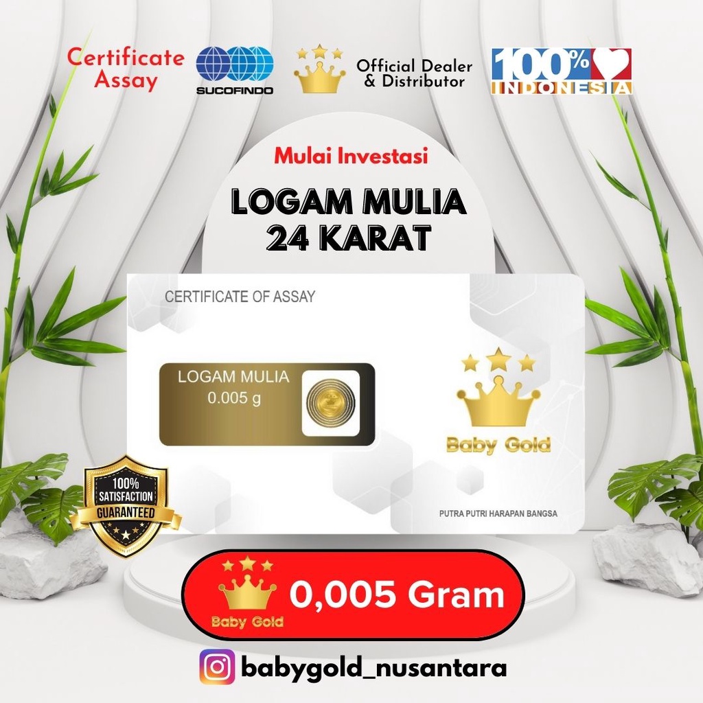 LOGAM MULIA Emas mini batangan 0.001 gram 24 karat minigram gold asli 0.002 gram 0.005 gram 0.01  Distributor Bandung-BG Putih 0.005 1-49