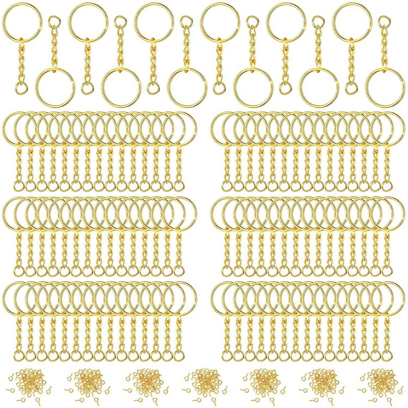 Siy 360pcs/Set Split Untuk Gantungan Kunci Dengan Rantai Open Jump Rings Screw Eye Pins Connect