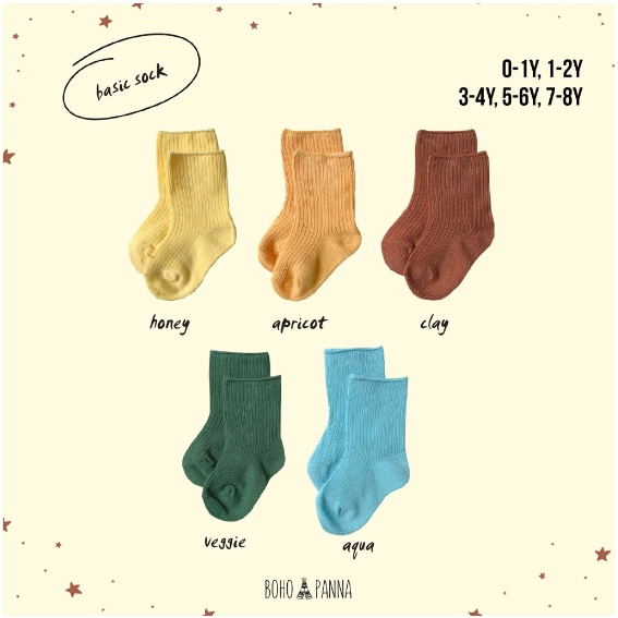 BohoPanna Basic Socks 0-7 Tahun Kaos Kaki Bayi Anak CBKS