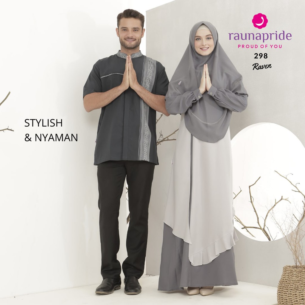 Sarimbit 298 Raven 299 Navy 300 Maroon 301 Abu Tua Rauna Pride Set Gamis Syari Koko RK KK