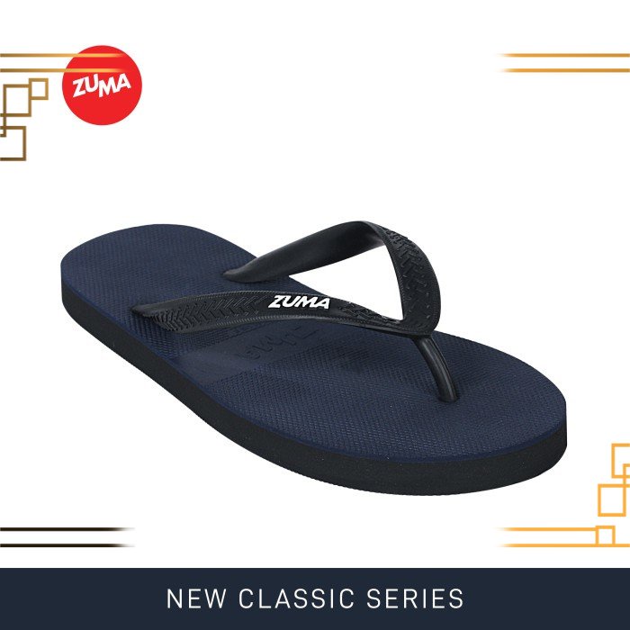 Zuma Men Classic 23/Sandal Jepit Sandal Karet Pria - Navy Hitam