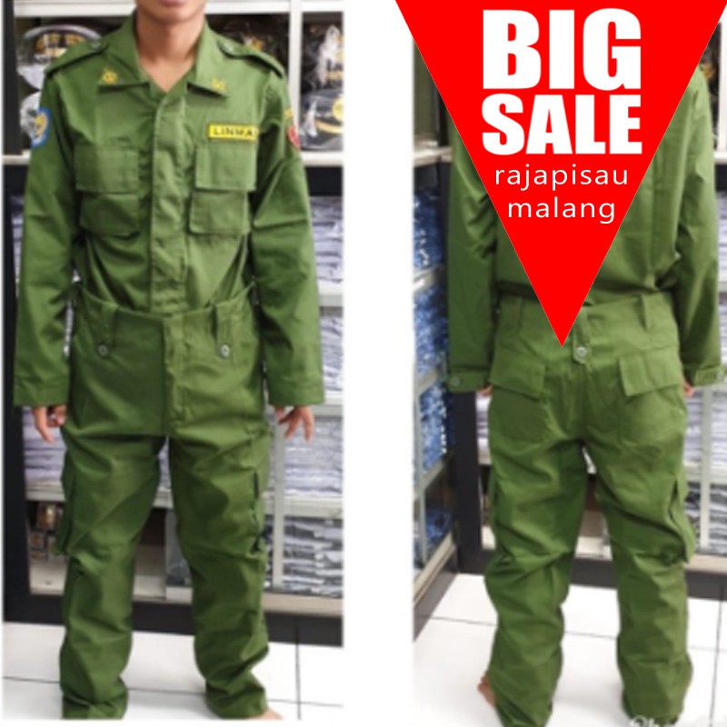 RPM Baju seragam celana linmas / hansip 1 stel lengkap dengan bordier