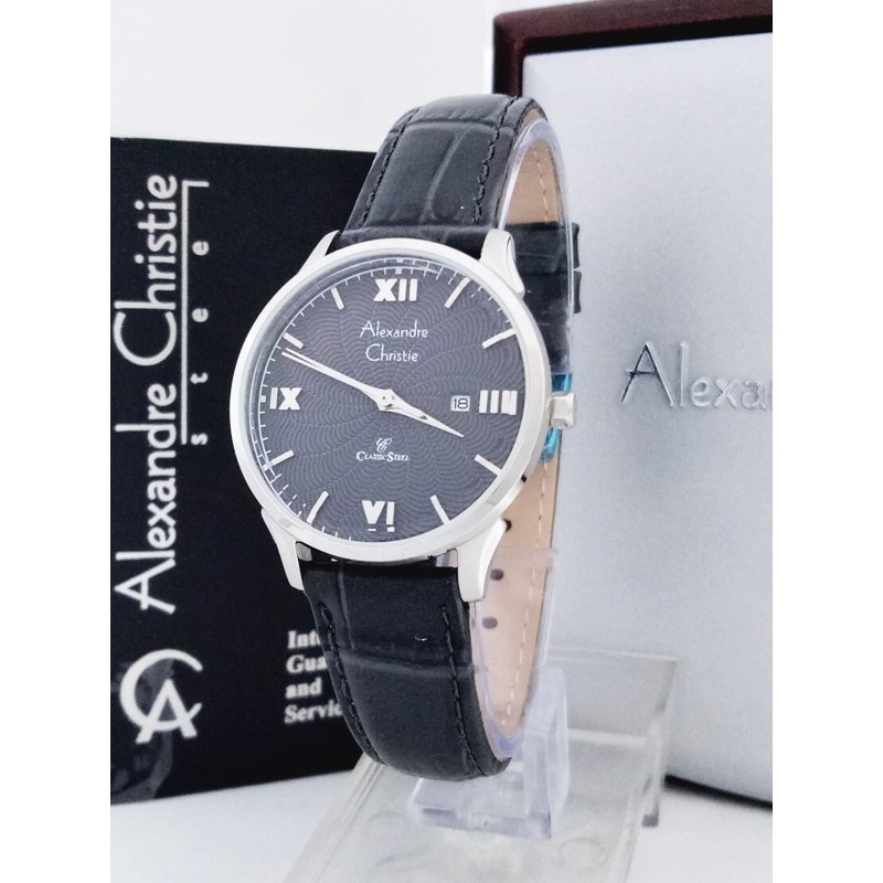 jam tangan wanita alexandre christie AC 8457LD ABUABU SILVER PLAT ABABU