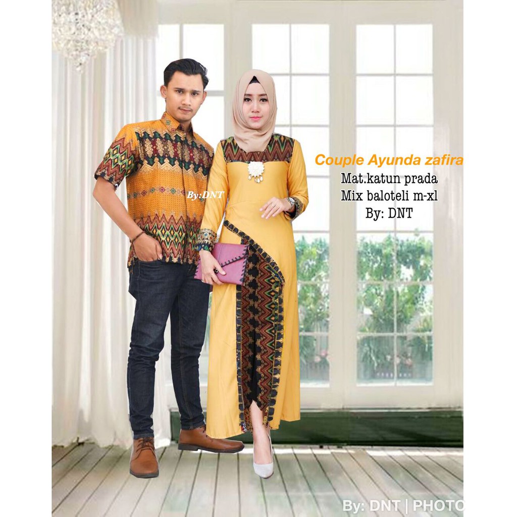 Batik Couple Sarimbit modern Ayunda Zavira - Warna Merah, Tosca, Biru, Kuning - M L XL