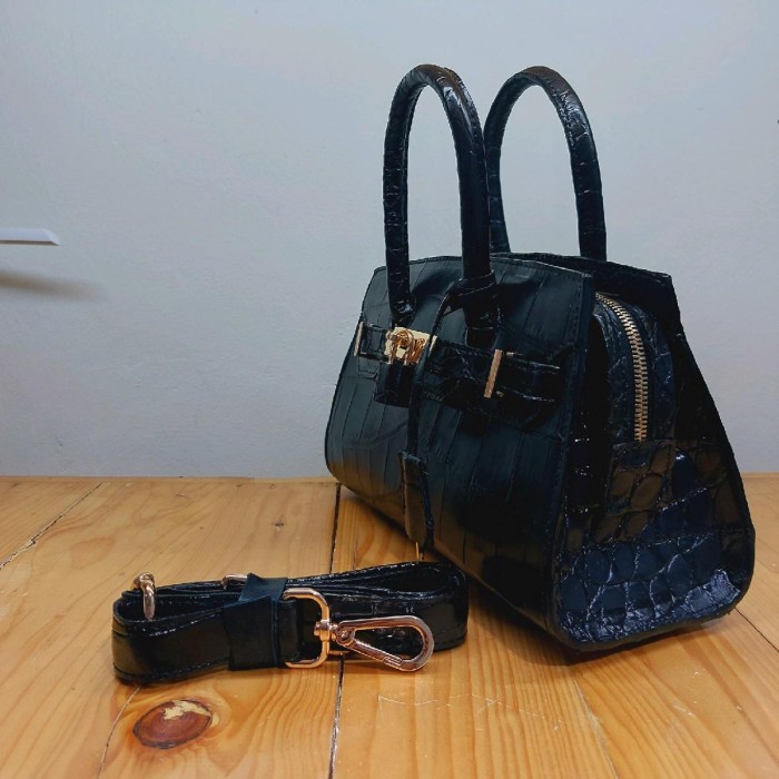 Hand Bag Fugi Zip Kulit Asli Original Croco Leather