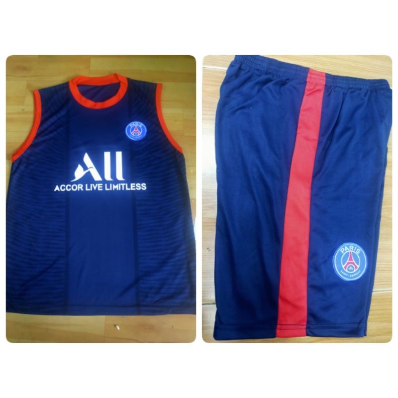 BAJU BOLA SINGLET+SETELAN PSG HOME TERBARU