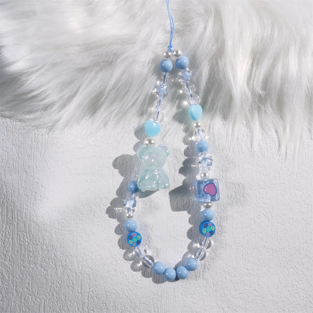 Tali Lanyard Rantai Manik-Manik Abacus Mutiara Akrilik Warna-Warni Anti Hilang Untuk Case Hp