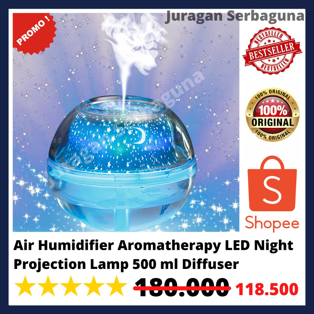 Air Humidifier Aromatherapy LED Night Projection Lamp 500 ml Diffuser