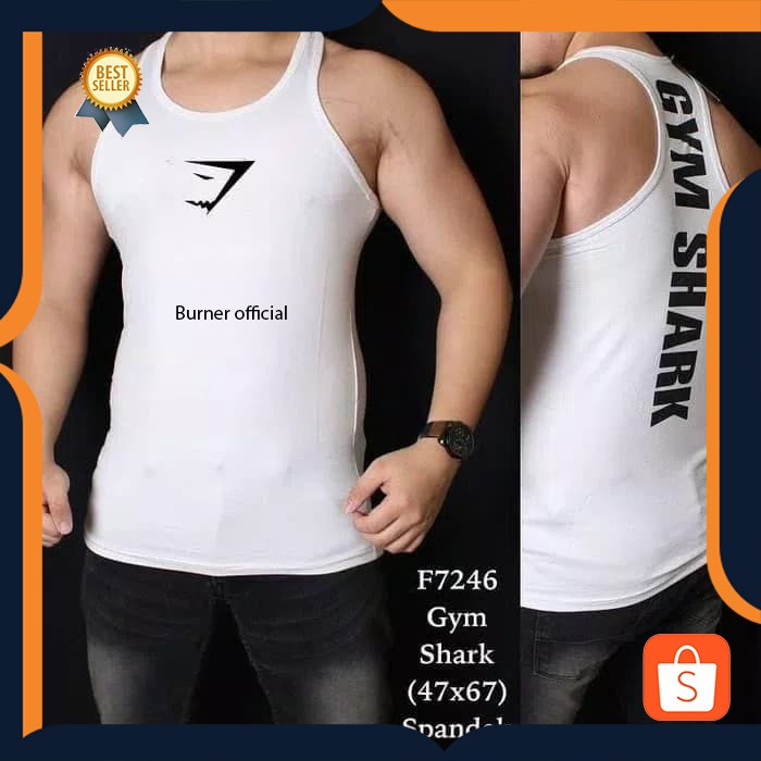 Singlet GYM SHARK / Kaos gym fitness training WHT IMPORT
