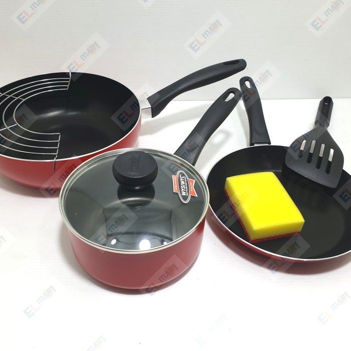 Panci Set Maxim Cookware INNOVA 7pc Frypan Wok Pan Saucepan Spatula