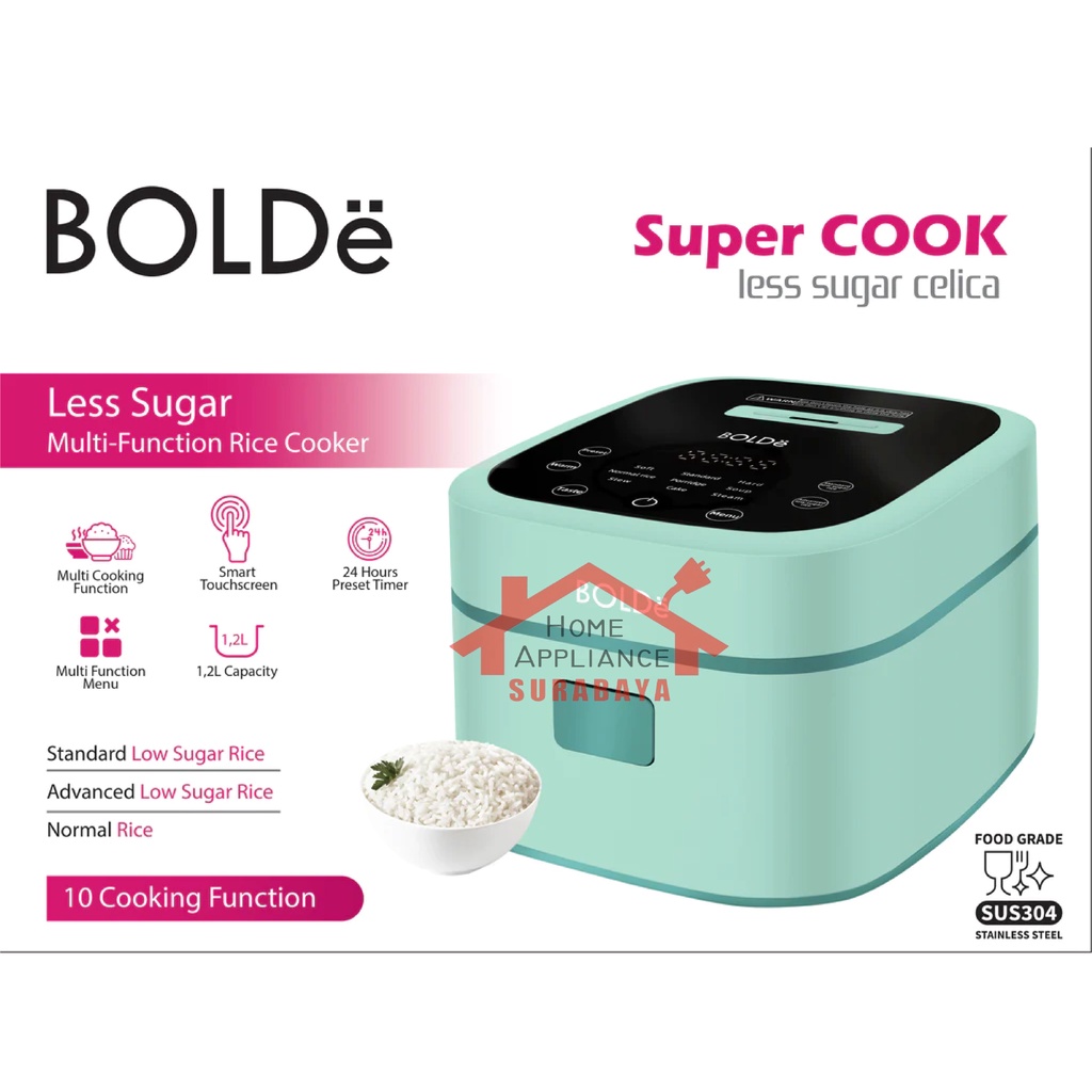 BOLDe Super Cook Less Sugar CELICA - Rice Cooker Magic Com Digital 1.2 Liter