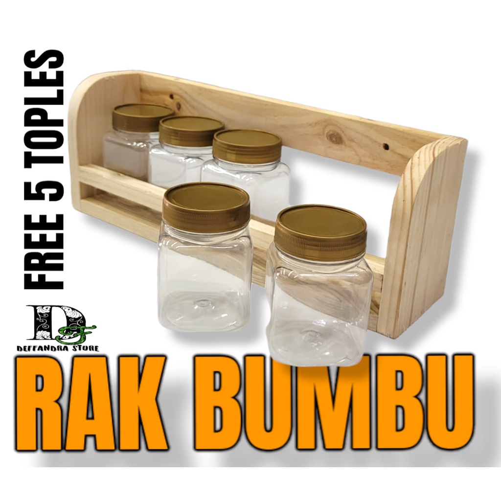 Rak Kayu Minimalis Tempat Bumbu Dapur - Furnitre Peralatan Dapur Rak Bumbu Kayu Jati Belanda